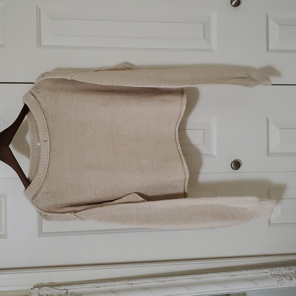 NEW Free People Cream Crew Neck Sweater Size S - Picture 4 of 7